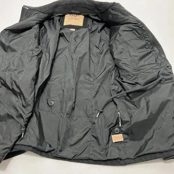 Old Navy Wool Field Coat 7 Pocket Black Small - Picture 10 of 13